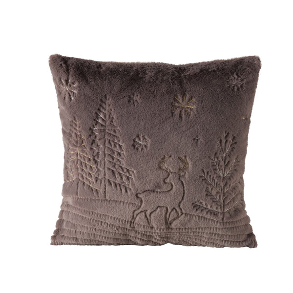 Winter decorative cushion with deer motif in brown or beige - 45x45 cm
