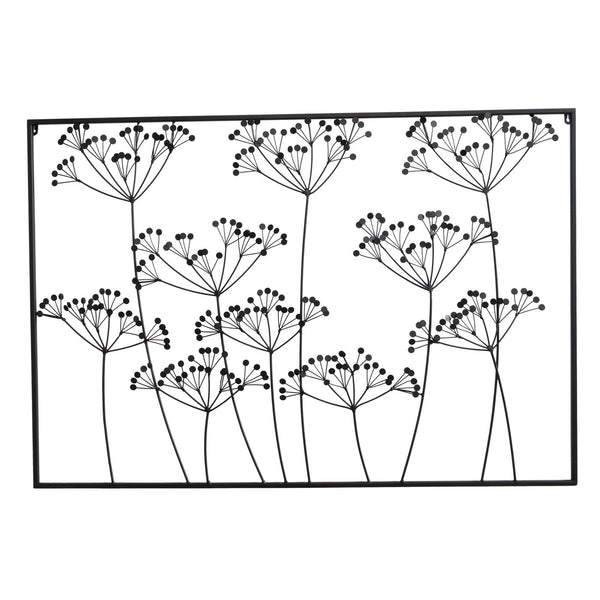 Metal Wall Decoration Lontana in Black – Floral Design 110x75 cm