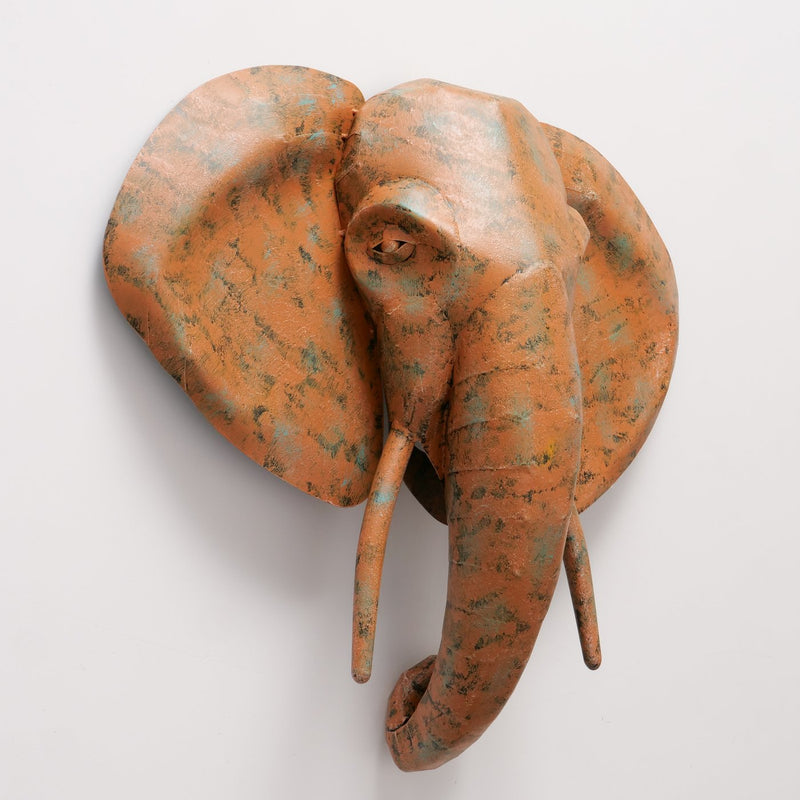 Wandobjekt Elefant – Handgefertigtes Kunstwerk aus Metall in Antikbraun