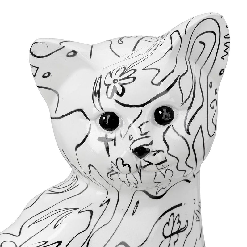 Kat Sculptuur Moderne Kunst Enkellijnig Design Hars Wit
