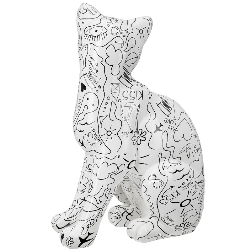 Kat Sculptuur Moderne Kunst Enkellijnig Design Hars Wit