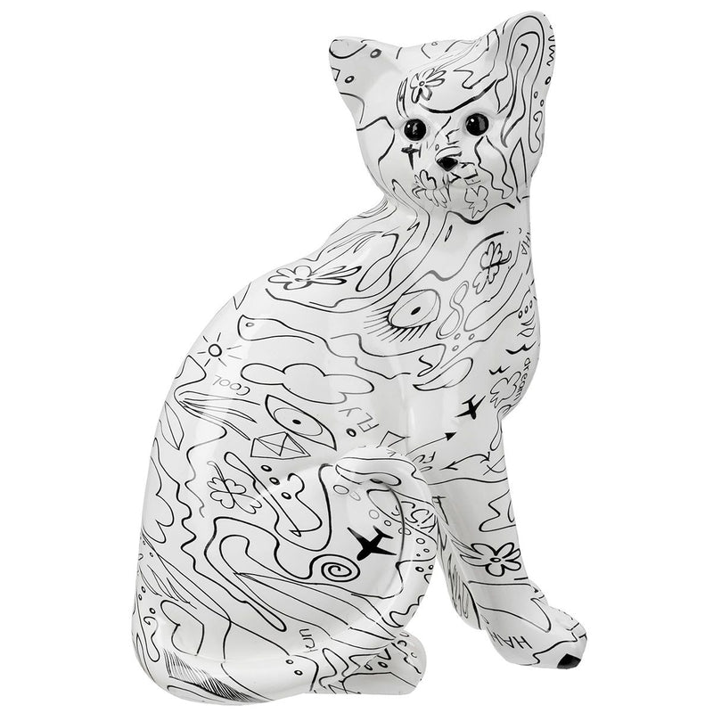 Kat Sculptuur Moderne Kunst Enkellijnig Design Hars Wit