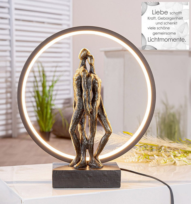 LED-tafellamp hartlicht koppelmotief hars brons