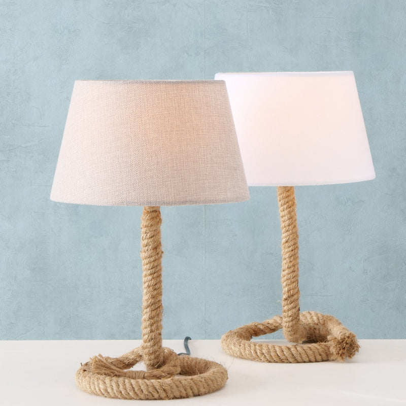 Maritime table lamp Rope Design with textile shade set of 2