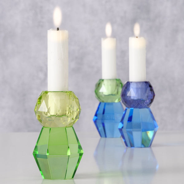 Elegant set of 3 crystal glass candlesticks Kolloni