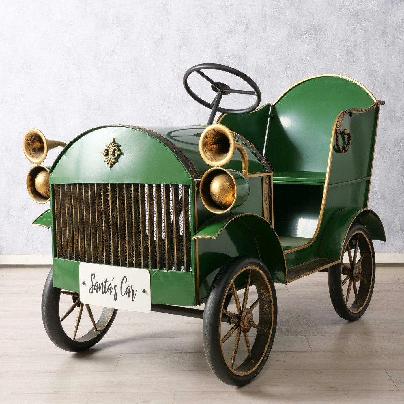 Christmas decoration Santa's Classic Car in a set of 2 – nostalgic vintage car made of metal
