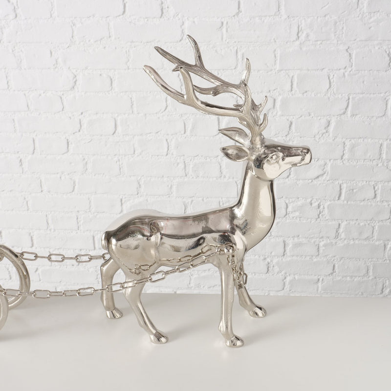 Silver champagne cooler deer with sleigh – elegant design made of aluminum