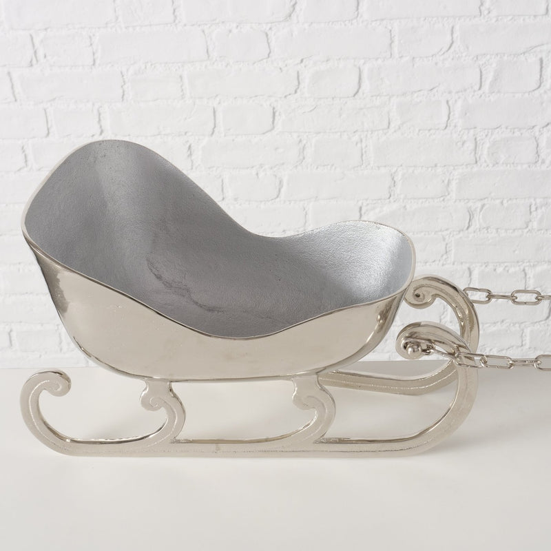 Silver champagne cooler deer with sleigh – elegant design made of aluminum