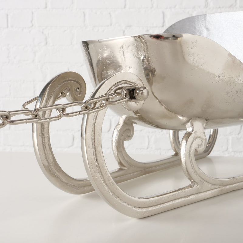 Silver champagne cooler deer with sleigh – elegant design made of aluminum