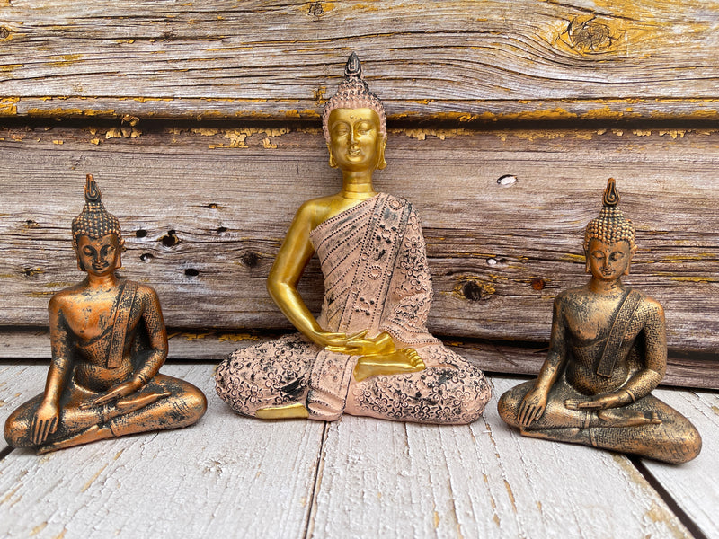 Buddha Figur in Gold Pink 23cm Feng Shui & Meditation