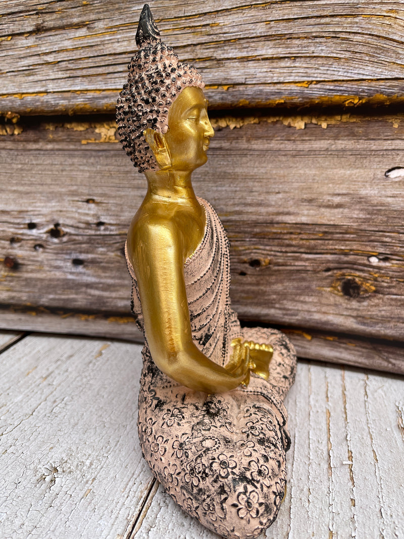 Buddha Figur in Gold Pink 23cm Feng Shui & Meditation