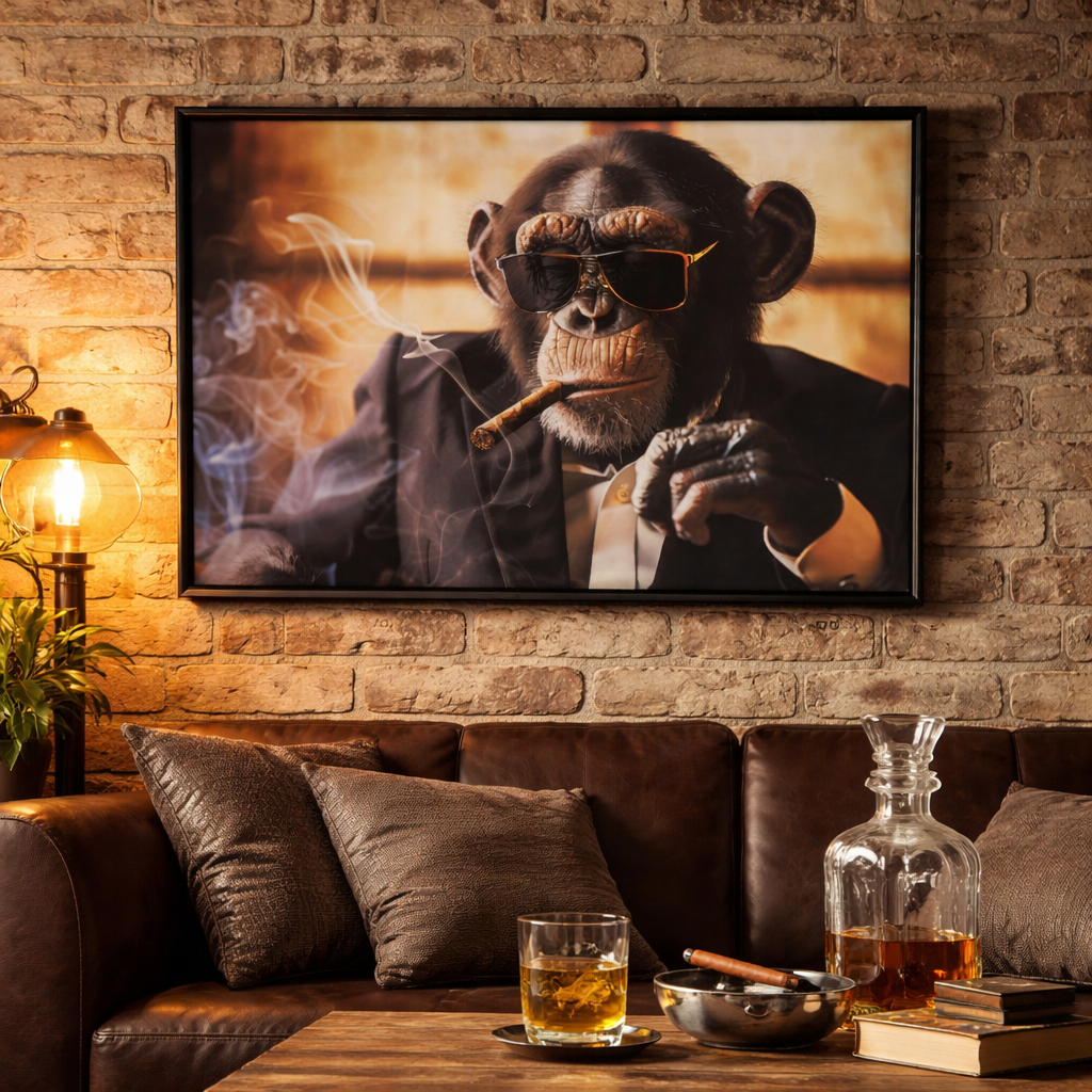 Wandbild Don Chimpanze Kunstdruck mit Rahmen 70x50 cm
