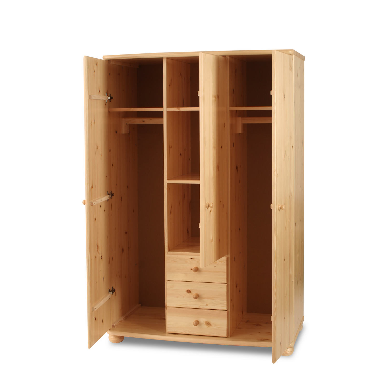 Claudia Spiegelschrank | 3-Türig mit 3-Schubladen | 100% Bio Kiefer Massivholz