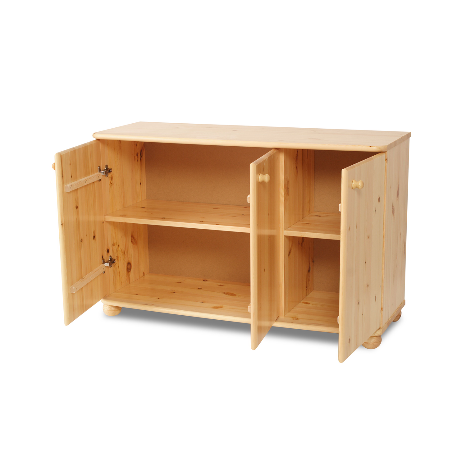 Claudia Kommode Sideboard | Anrichte | 3-Türig | 4-Regalfächern | 100% Bio Kiefer Massivholz