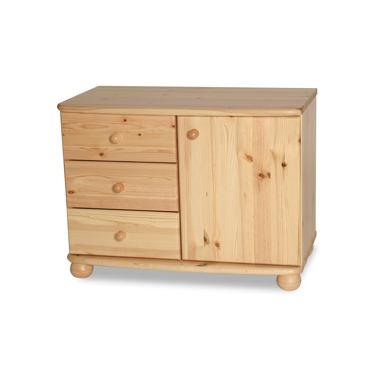 Eva Kommode Sideboard | Anrichte | 1-Türig 3-Schubladen | 100% Bio Massivholz