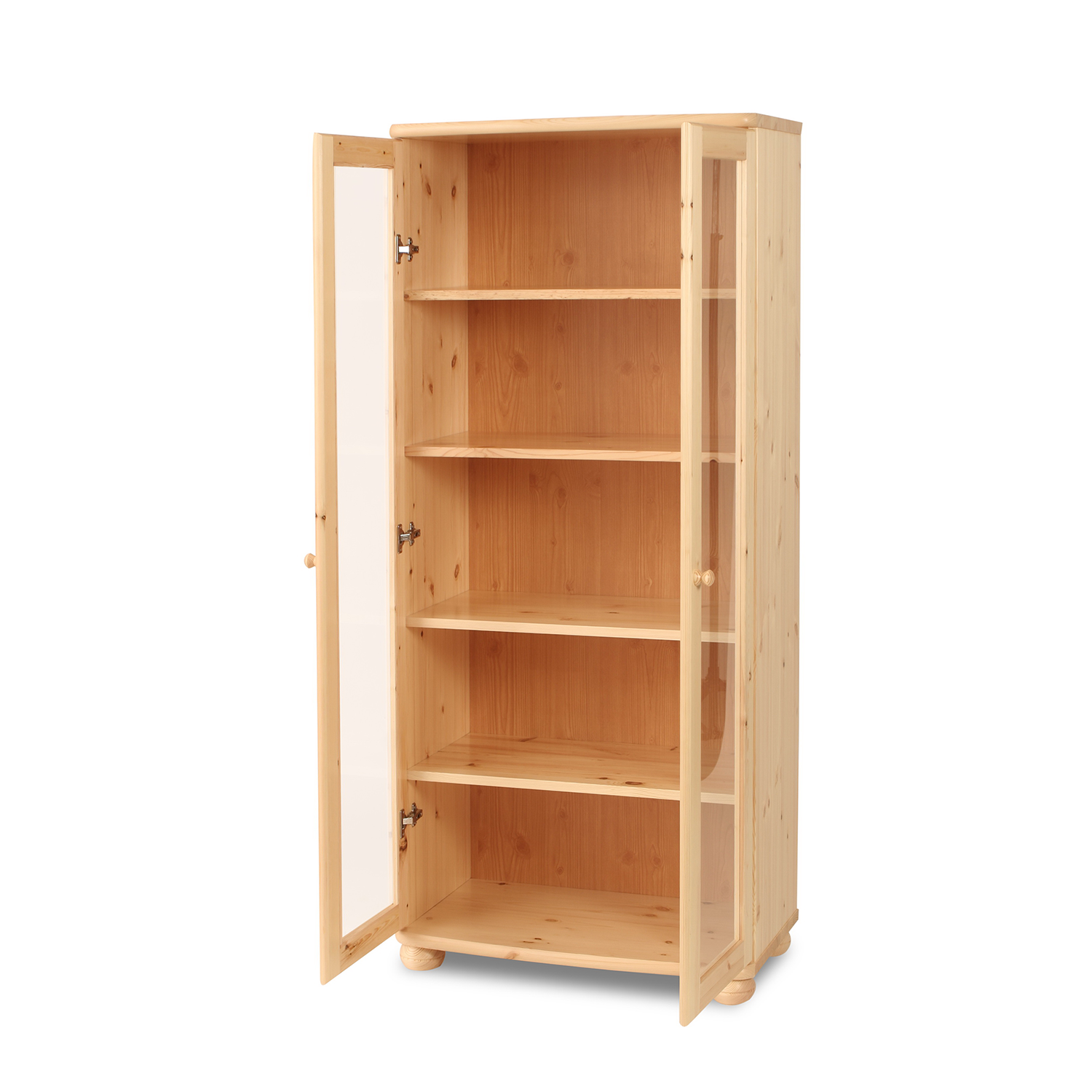 Claudia Vitrine | 2-Türig mit 4 Regalen | 100% Bio Kiefer Massivholz