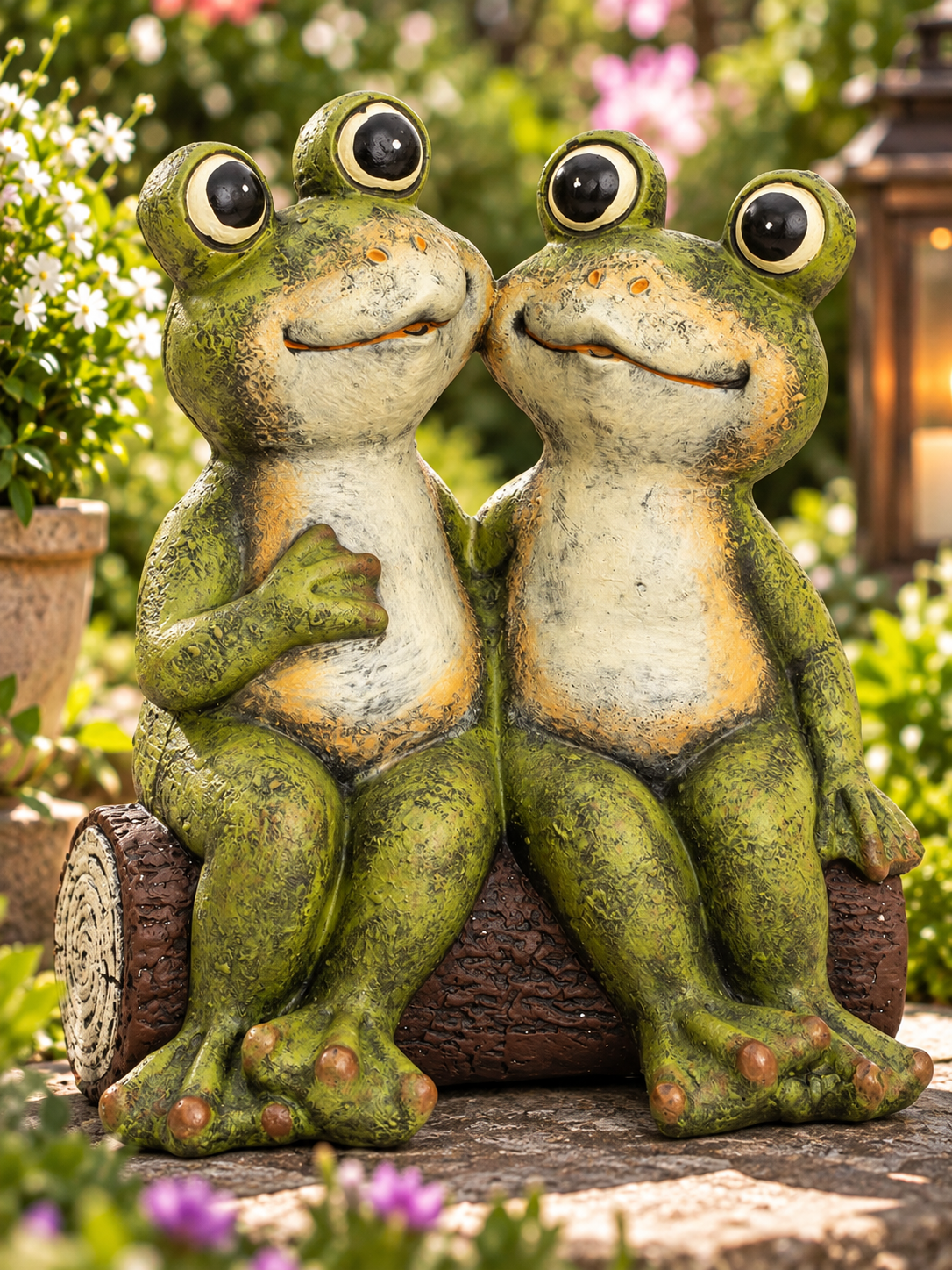 Decoratief figuur kikkerpaar Frido en Flora Magnesia Groen 34cm