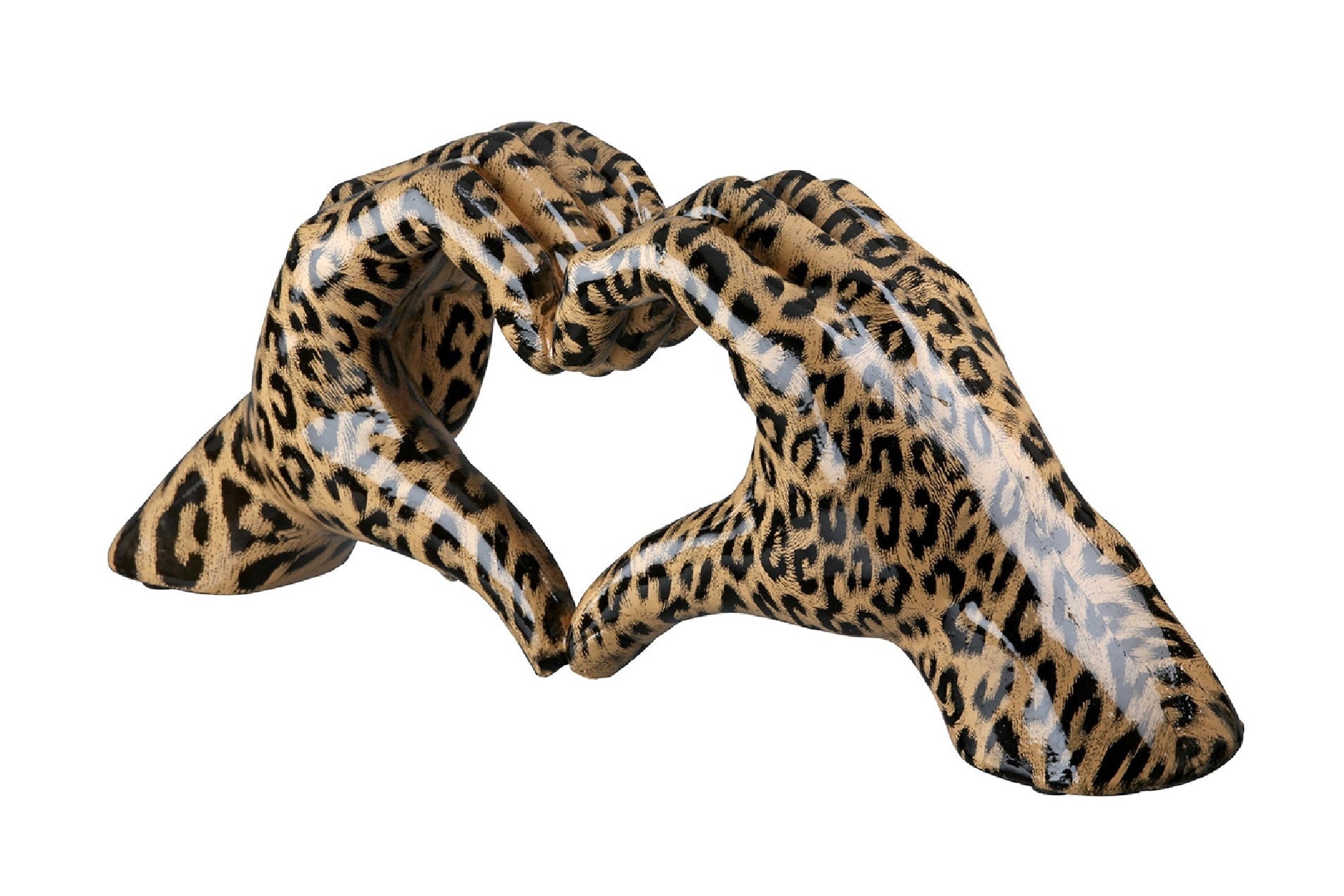 Dekoobjekt Leopard Herz Skulptur Handdesign