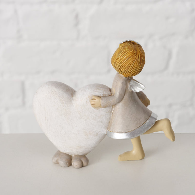 Decoratieve beschermengelfiguren in een set van 2 met hartmotief