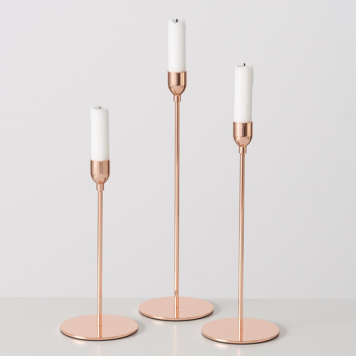 Candlestick set Malte 3-piece iron dark brown matt