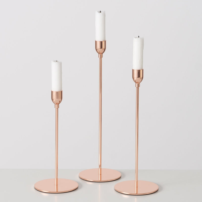 Candlestick set Malte 3-piece iron dark brown matt