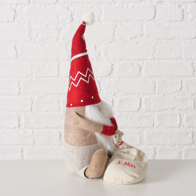 Doorstop Wichtel Fiete – Christmas decoration with red hat and X-Mas gift bag