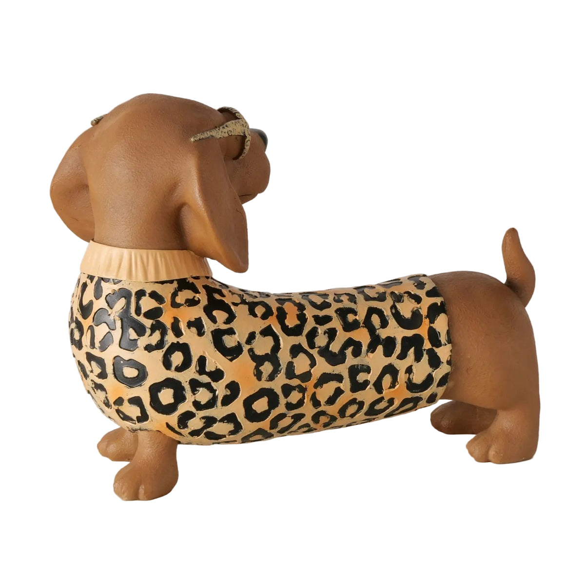Dekofigur Dackel Bruno mit Leopardenmuster braun 25 cm