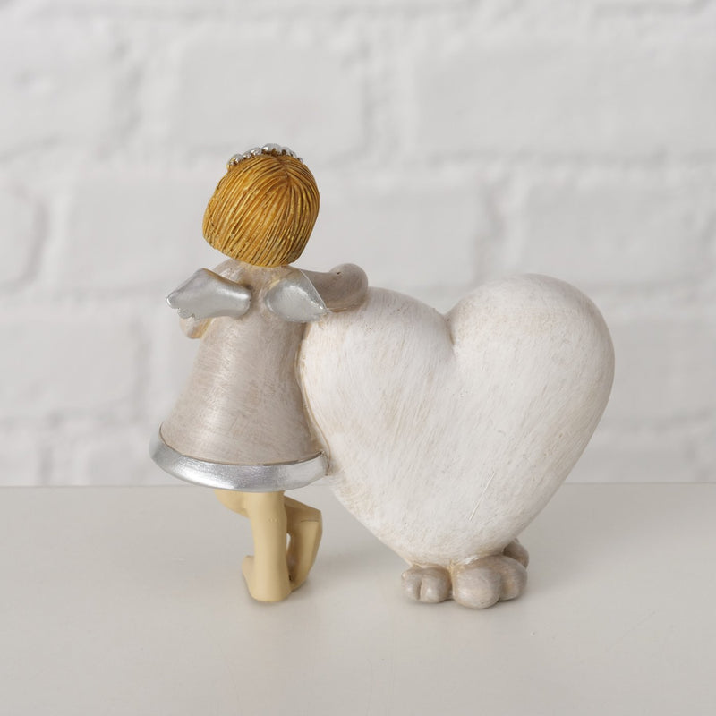Decoratieve beschermengelfiguren in een set van 2 met hartmotief