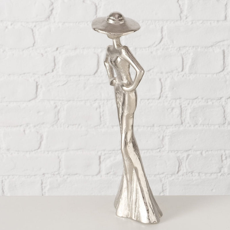 Lady Elegant aluminium figuur in zilver - handgemaakte decoratie voor interieurs