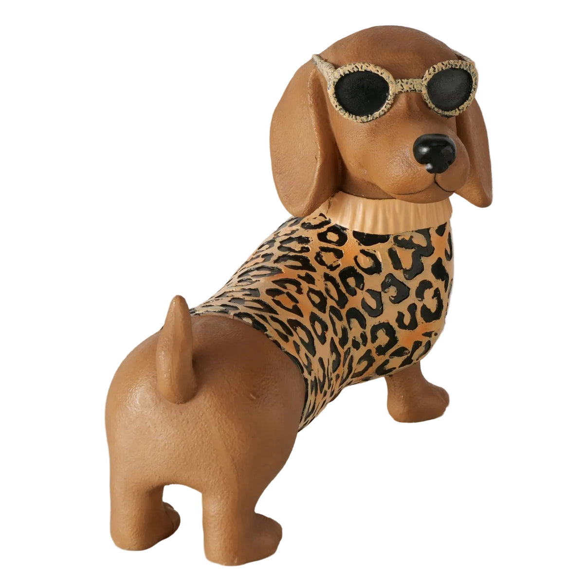 Dekofigur Dackel Bruno mit Leopardenmuster braun 25 cm