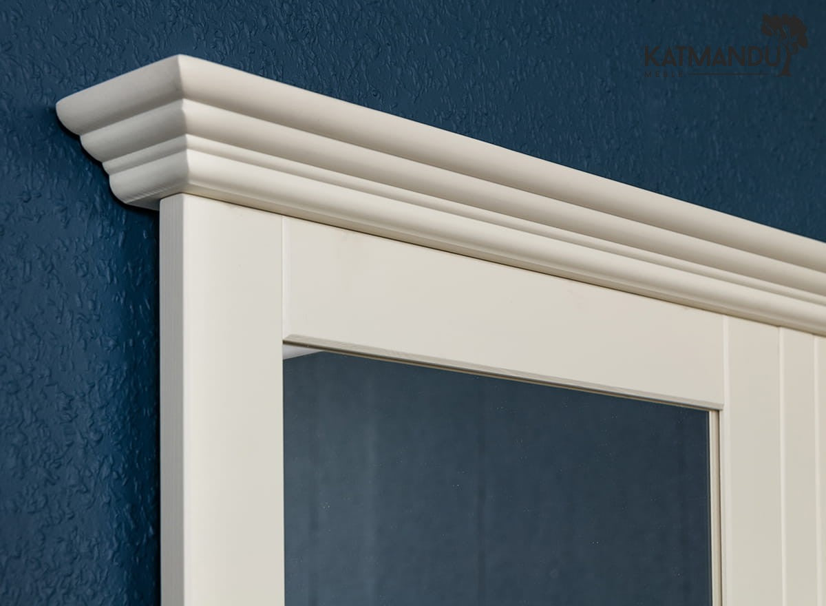 Bologna Elegante Massivholz Kiefer Spiegel Garderobe | Farbe weiß