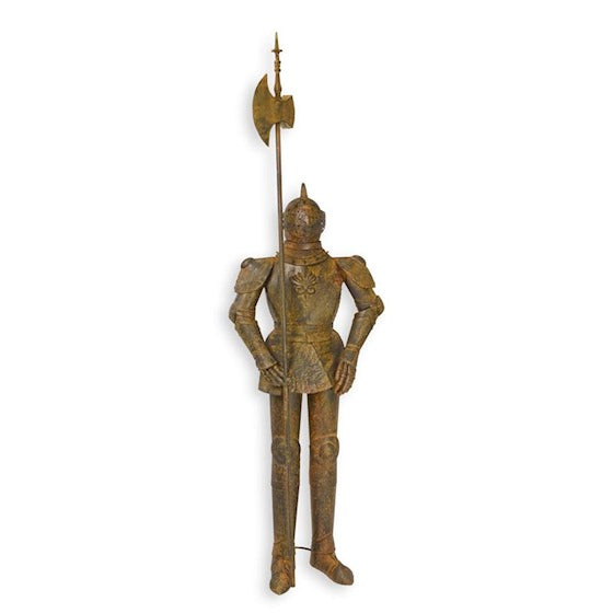 Ritterrüstung Dekofigur Eisen Antik mit Hellebarde Höhe 213cm