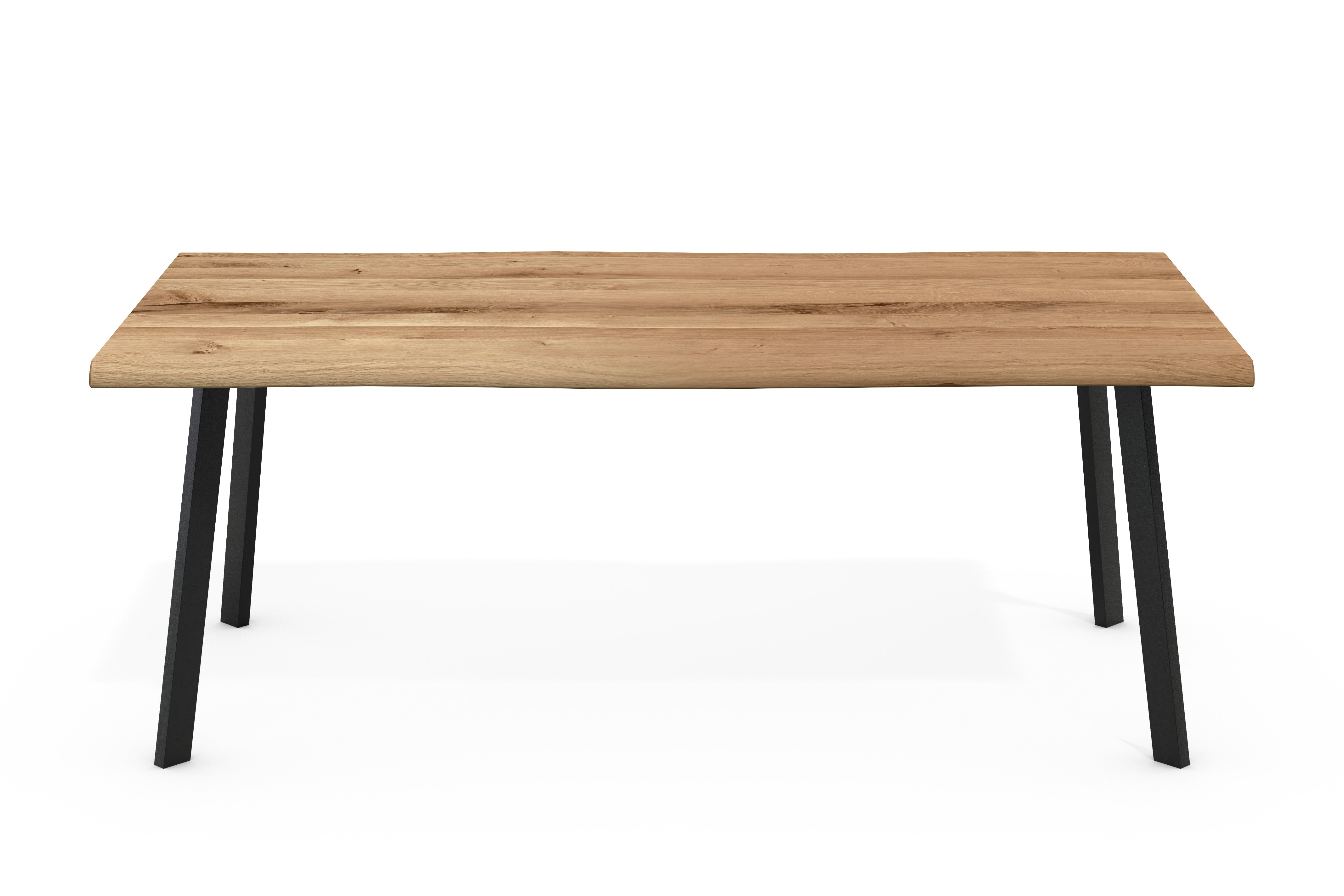 Dining table Lukas 4 foot frame slanted solid oak with tree edge