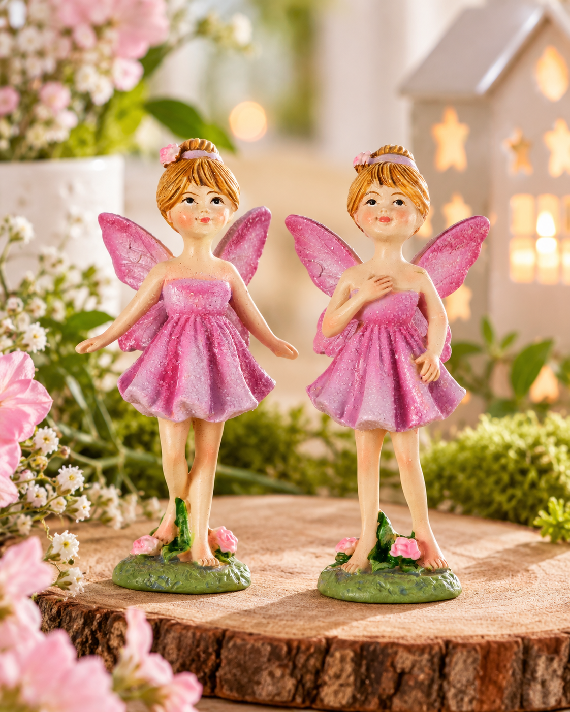 Elfenfiguren Francesca 2er-Set Pink Lila 7 cm