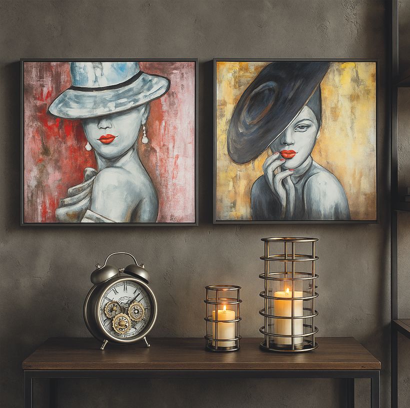 Wandbild Set Artlina Charlotte Violet Metall Quadratisch