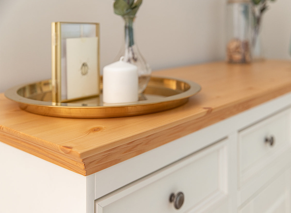 Bologna Elegante Massivholz Kiefer Kommode 3.3 | Farbe Weiß - Kiefer