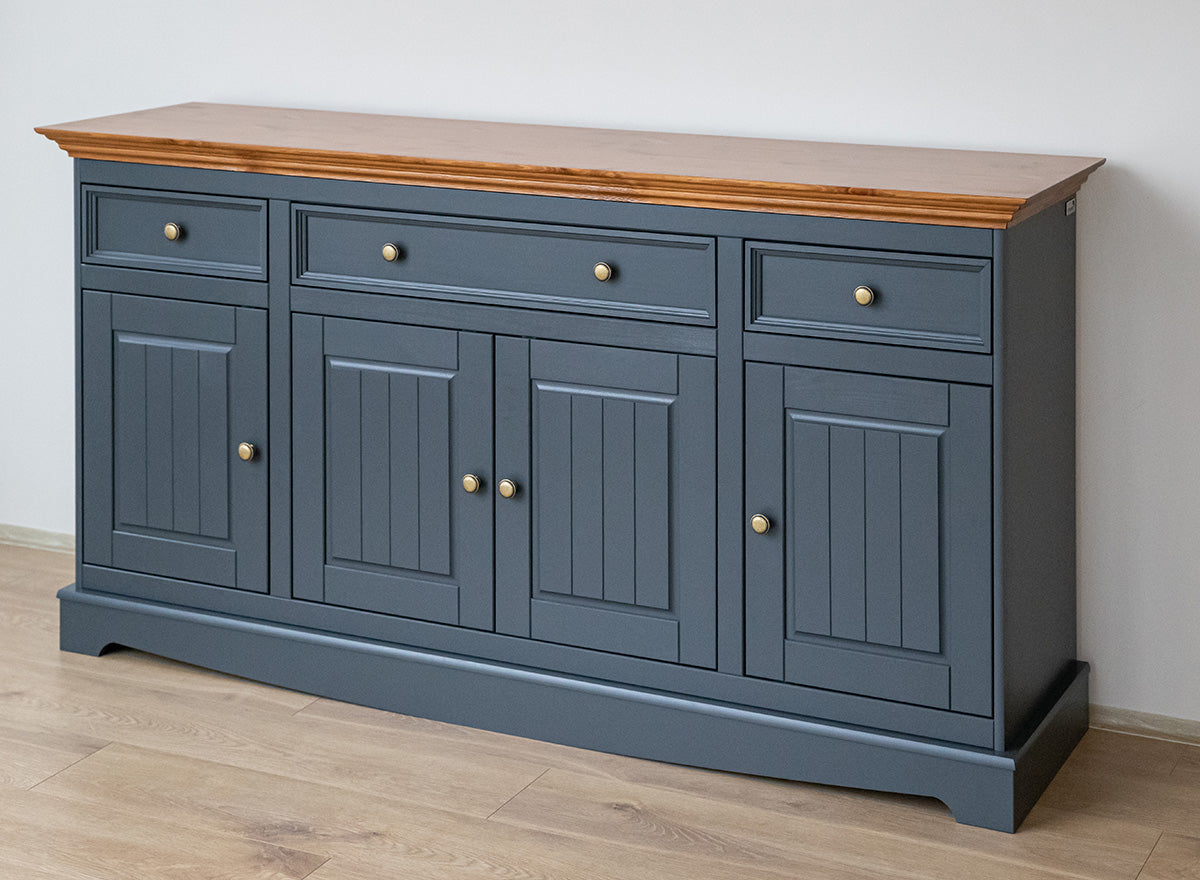 Bologna Elegante Massivholz Kiefer Kommode 4.3 | Farbe Graphit - Eiche