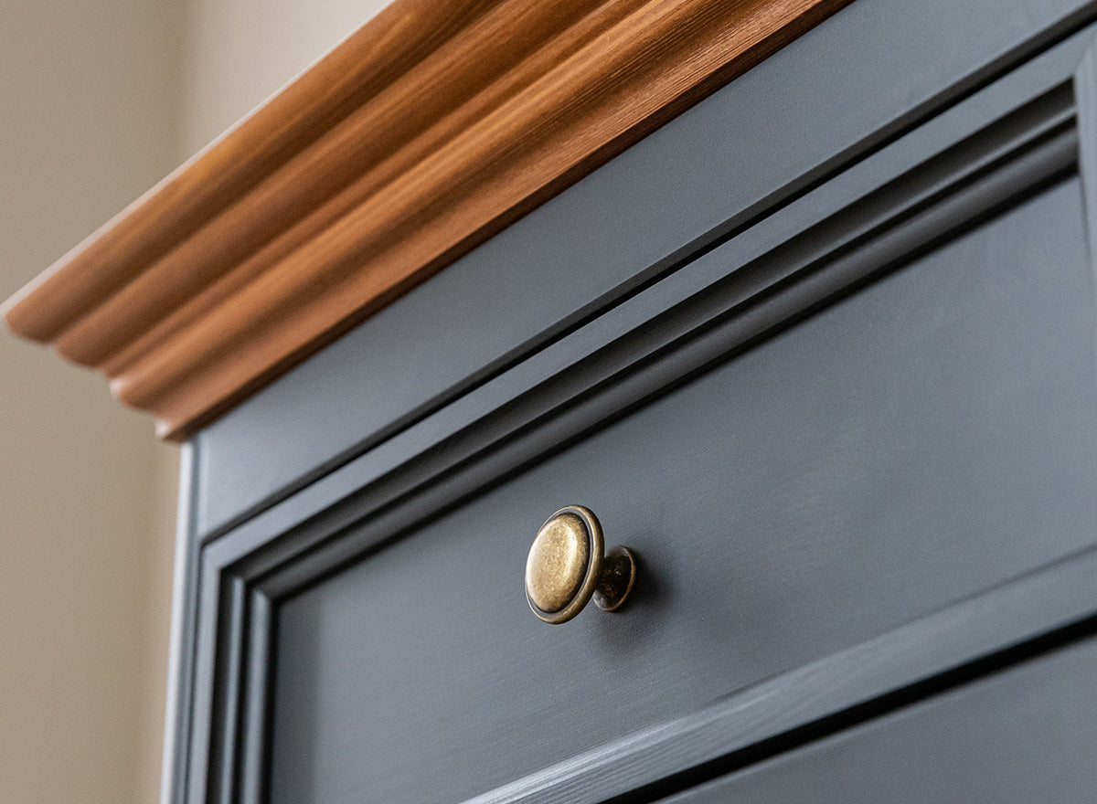 Bologna Elegante Massivholz Kiefer 5 Schubladen Kommode | Farbe Graphit - Eiche