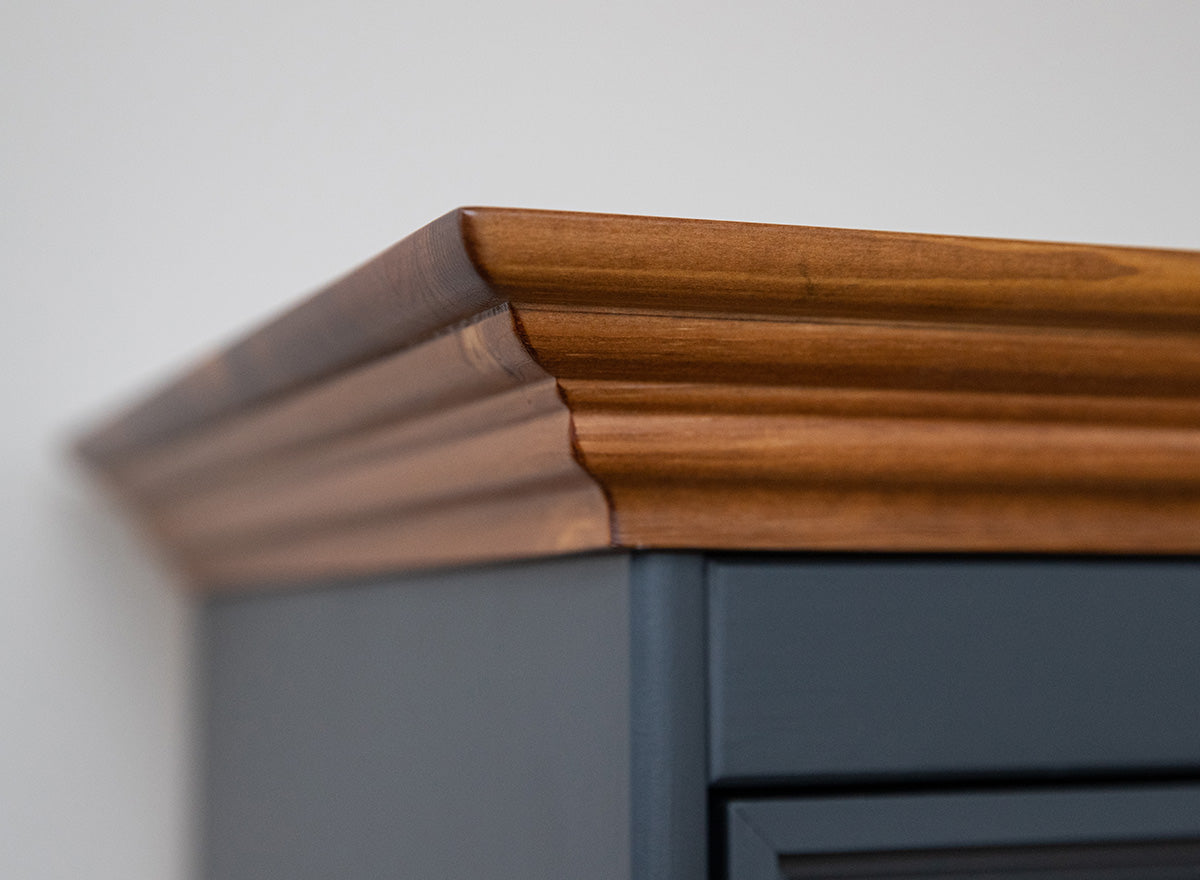 Bologna Elegante Massivholz Kiefer Kommode 3.3 | Farbe Graphit - Eiche