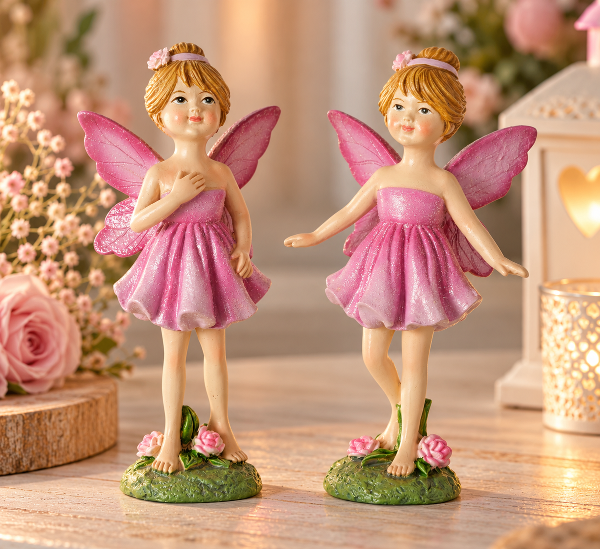 Elfen Figur Francesca 2er Set Pink Lila Dekoration