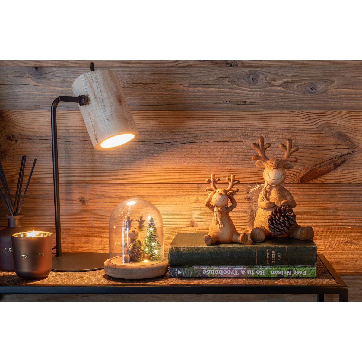 Bureaulamp Silas houtdesign naturel 42 cm
