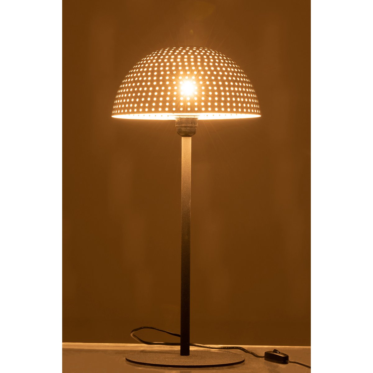 Table lamp mushroom shape metal black white 59cm 25W