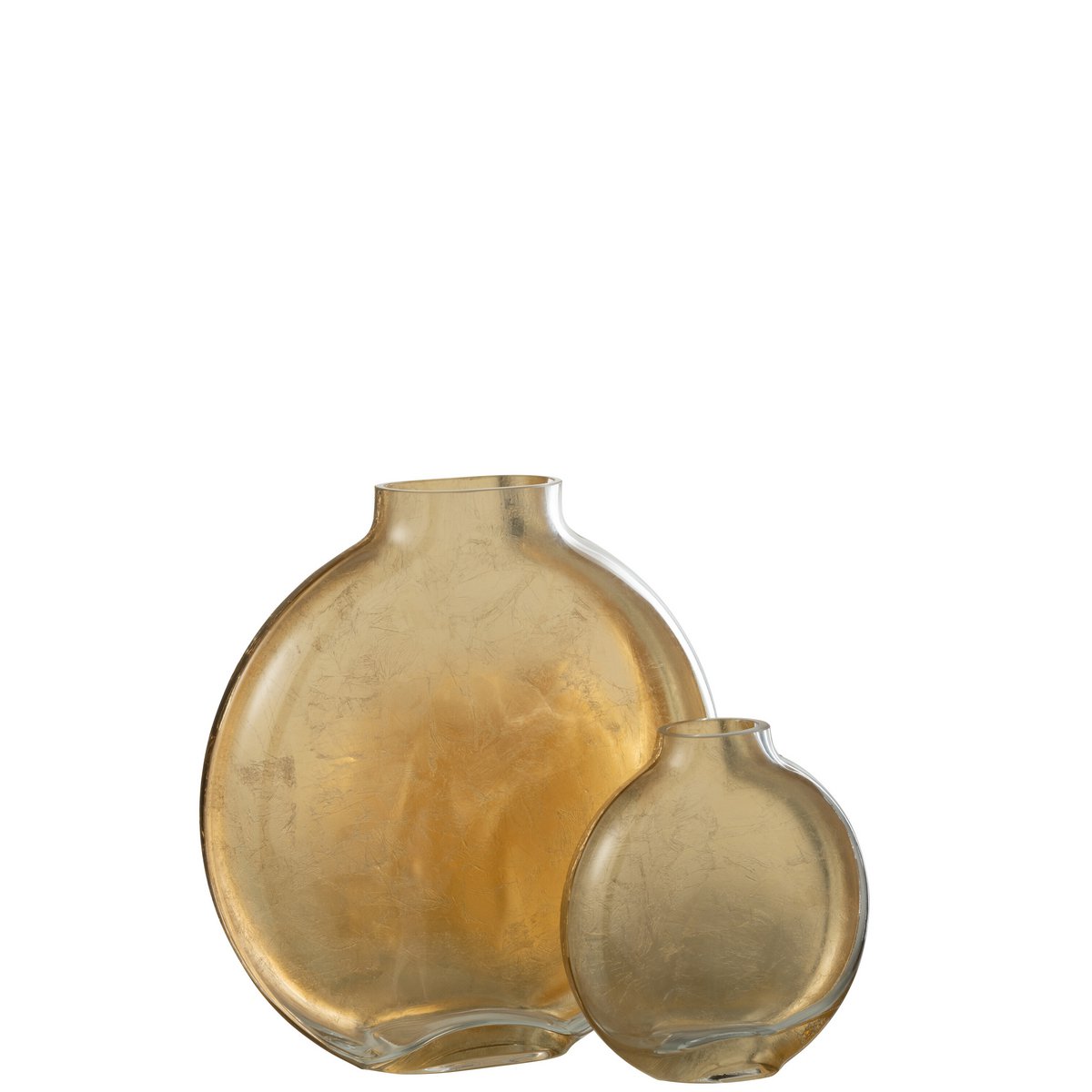 J-Line Vaas Miki - glas - transparant/goud - groot