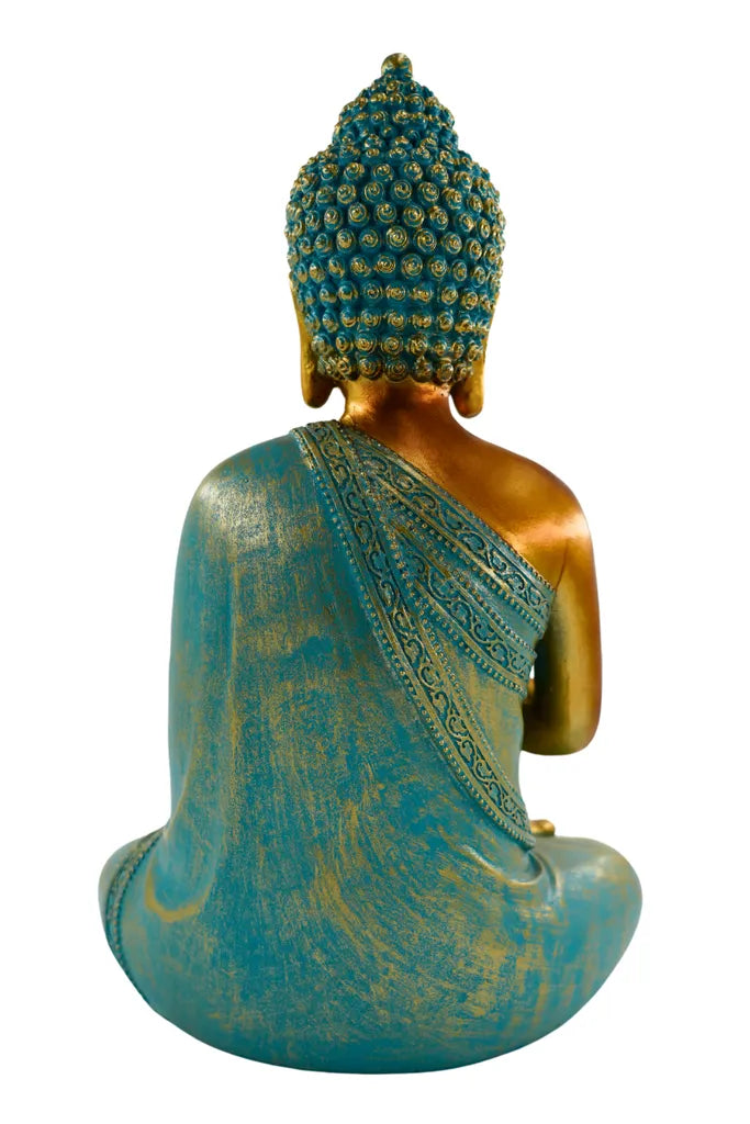 Avalokiteshvara in mint green, elegant Buddha sculpture, 31.5 cm