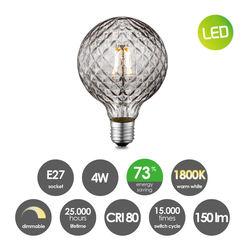 Home Sweet Home dimmable LED Globe Deco E27 G95 4W 150Lm 1800K Gold