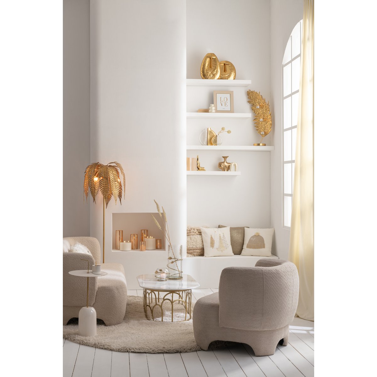 J-Line 1-zitsbank, gebreid, Tex/HT, wit