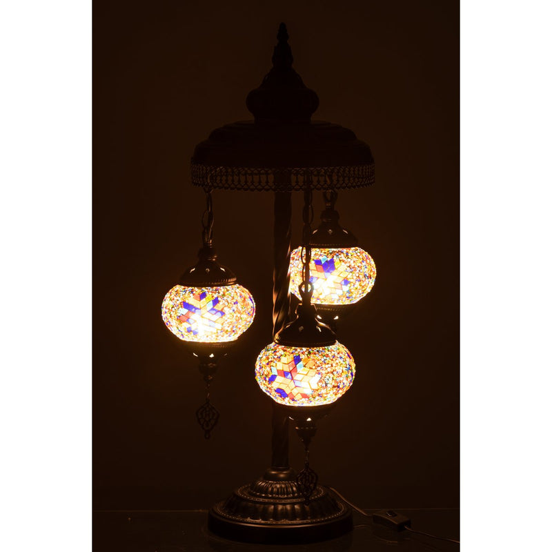 Orientalische Tischlampe mit Mosaik – 3-flammig in Orange