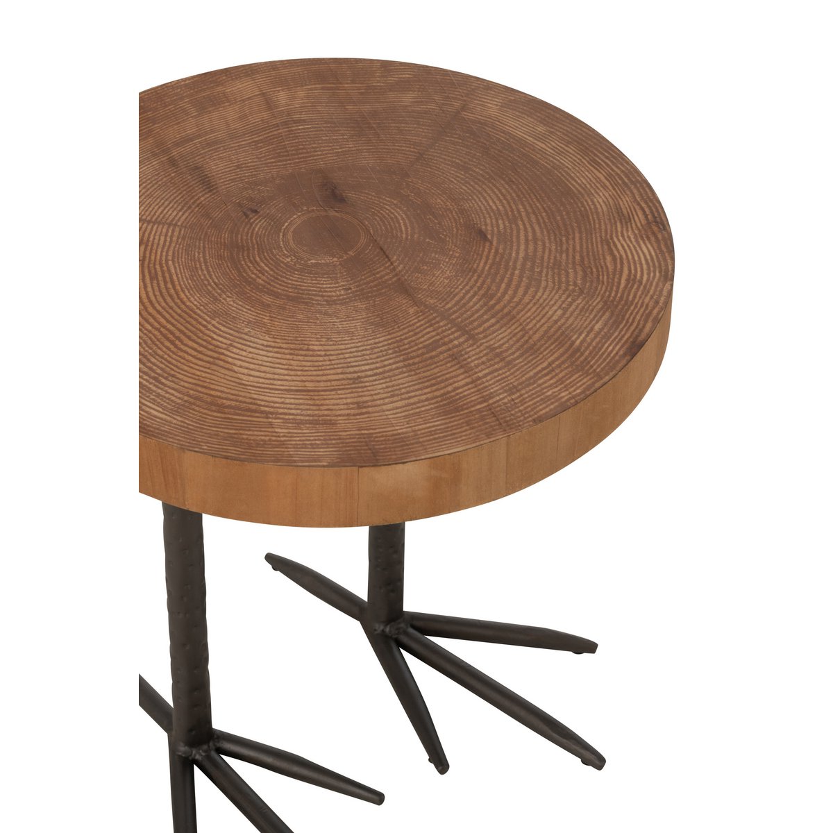 Modern Stool with Bird's Foot Design – Wood Look &amp; Iron, Natural/Black