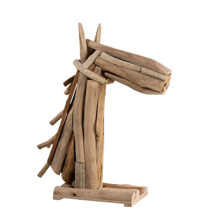 Handgemaakt houten sculptuur van paardenhoofd - natuurlijk