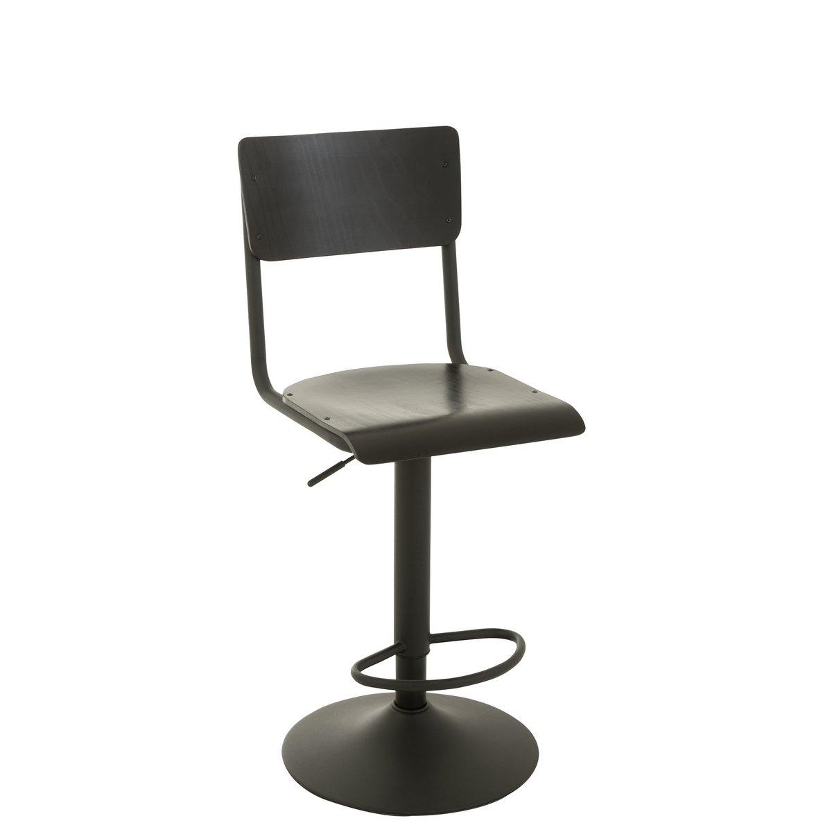Modern bar stool black - wood/metal - 2 pieces - height adjustable